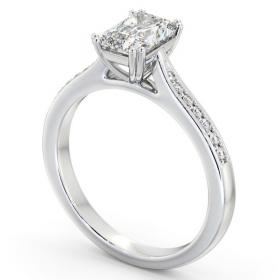 Radiant Diamond 8 Prong Engagement Ring 18K White Gold Solitaire with Channel Set Side Stones ENRA23S_WG_THUMB1 