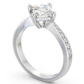 Princess Diamond Rotated Head Engagement Ring 18K White Gold Solitaire with Channel Set Side Stones ENPR1S_WG_THUMB1 