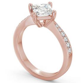 Princess Diamond Rotated Head Engagement Ring 18K Rose Gold Solitaire with Channel Set Side Stones ENPR1S_RG_THUMB1 