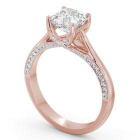 Asscher Diamond Vintage Style Engagement Ring 18K Rose Gold Solitaire with Channel Set Side Stones ENAS34_RG_THUMB1 