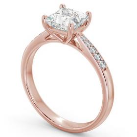 Princess Diamond Traditional 4 Prong Engagement Ring 18K Rose Gold Solitaire with Channel Set Side Stones ENPR2S_RG_THUMB1 