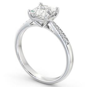 Princess Diamond Traditional 4 Prong Engagement Ring Platinum Solitaire with Channel Set Side Stones ENPR2S_WG_THUMB1 