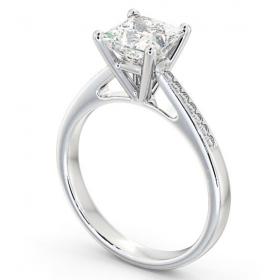 Princess Diamond High Setting Engagement Ring 18K White Gold Solitaire with Channel Set Side Stones ENPR8S_WG_THUMB1 