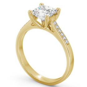 Princess Diamond Classic 4 Prong Engagement Ring 9K Yellow Gold Solitaire with Channel Set Side Stones ENPR14S_YG_THUMB1 
