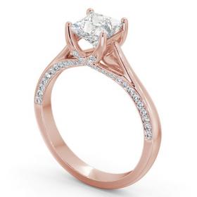 Princess Diamond Vintage Style Engagement Ring 18K Rose Gold Solitaire with Channel Set Side Stones ENPR73_RG_THUMB1 