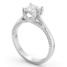 Princess Diamond Vintage Style Engagement Ring Platinum Solitaire with Channel Set Side Stones ENPR73_WG_THUMB1 