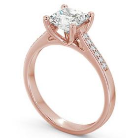 Princess Diamond Classic 4 Prong Engagement Ring 9K Rose Gold Solitaire with Channel Set Side Stones ENPR14S_RG_THUMB1 