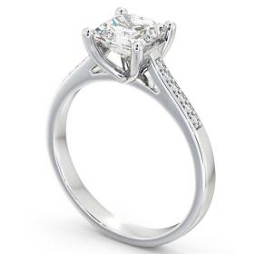 Princess Diamond Classic 4 Prong Engagement Ring 18K White Gold Solitaire with Channel Set Side Stones ENPR14S_WG_THUMB1 