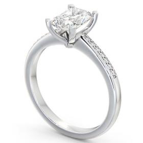 Radiant Diamond Sleek Design Engagement Ring 18K White Gold Solitaire with Channel Set Side Stones ENRA5S_WG_THUMB1 