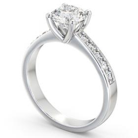 Round Diamond Classic Style Engagement Ring 18K White Gold Solitaire with Channel Set Side Stones ENRD3S_WG_THUMB1 