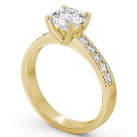 Round Diamond Classic Style Engagement Ring 18K Yellow Gold Solitaire with Channel Set Side Stones ENRD3S_YG_THUMB1 