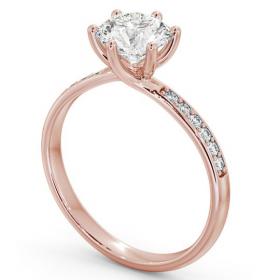 Round Diamond Dainty 6 Prong Engagement Ring 9K Rose Gold Solitaire with Channel Set Side Stones ENRD22S_RG_THUMB1 