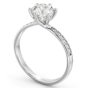Round Diamond Dainty 6 Prong Engagement Ring 18K White Gold Solitaire with Channel Set Side Stones ENRD22S_WG_THUMB1 
