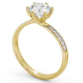Round Diamond Dainty 6 Prong Engagement Ring 18K Yellow Gold Solitaire with Channel Set Side Stones ENRD22S_YG_THUMB1 