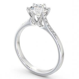 Round Diamond Elegant Style Engagement Ring 9K White Gold Solitaire with Channel Set Side Stones ENRD28S_WG_THUMB1 