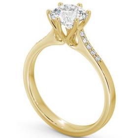 Round Diamond Elegant Style Engagement Ring 9K Yellow Gold Solitaire with Channel Set Side Stones ENRD28S_YG_THUMB1 
