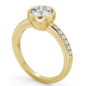 Round Diamond Bezel Style Engagement Ring 18K Yellow Gold Solitaire with Channel Set Side Stones ENRD32S_YG_THUMB1 
