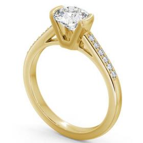 Round Diamond Tension Set Engagement Ring 18K Yellow Gold Solitaire with Channel Set Side Stones ENRD39S_YG_THUMB1 