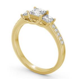 Three Stone Princess Diamond Trilogy Ring 18K Yellow Gold with Channel Set Side Stones TH1S_YG_THUMB1 