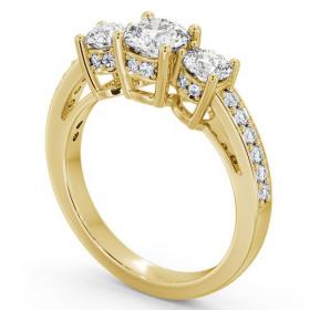 Three Stone Round Diamond Glamorous Ring 9K Yellow Gold with Channel Set Side Stones TH20_YG_THUMB1 