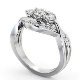 Three Stone Round Diamond Unique Style Ring 9K White Gold with Channel Set Stones TH23_WG_THUMB1 