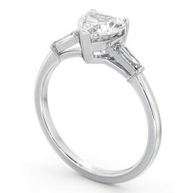 Heart Diamond Engagement Ring Platinum Solitaire with Tapered Baguette Side Stones ENHE15S_WG_THUMB1 