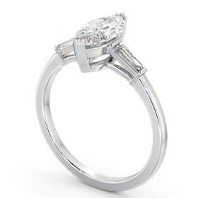 Marquise Diamond Engagement Ring 18K White Gold Solitaire with Tapered Baguette Side Stones ENMA23S_WG_THUMB1 