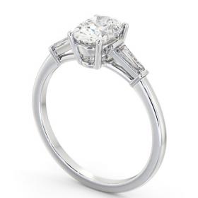 Oval Diamond Engagement Ring 18K White Gold Solitaire with Tapered Baguette Side Stones ENOV26S_WG_THUMB1 