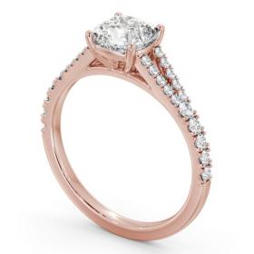 Cushion Diamond Split Band Engagement Ring 18K Rose Gold Solitaire with Channel Set Side Stones ENCU32S_RG_THUMB1 