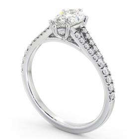 Pear Diamond Split Band Engagement Ring 18K White Gold Solitaire with Channel Set Side Stones ENPE19S_WG_THUMB1 