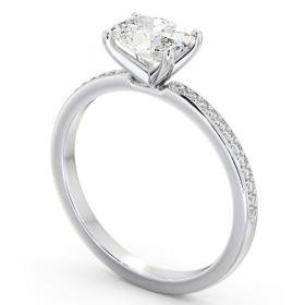 Oval Diamond East To West Engagement Ring 18K White Gold Solitaire with Channel Set Side Stones ENOV29S_WG_THUMB1 