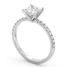 Princess Diamond 4 Prong Engagement Ring 18K White Gold Solitaire with Channel Set Side Stones ENPR72S_WG_THUMB1 