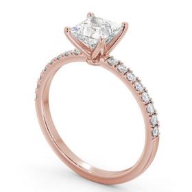 Princess Diamond 4 Prong Engagement Ring 18K Rose Gold Solitaire with Channel Set Side Stones ENPR72S_RG_THUMB1 