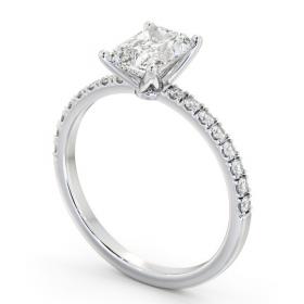 Radiant Diamond 4 Prong Engagement Ring 18K White Gold Solitaire with Channel Set Side Stones ENRA28S_WG_THUMB1 