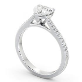 Heart Diamond 3 Prong Engagement Ring Platinum Solitaire with Channel Set Side Stones ENHE18S_WG_THUMB1 