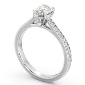 Pear Diamond 5 Prong Engagement Ring Platinum Solitaire with Channel Set Side Stones ENPE21S_WG_THUMB1 