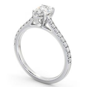 Pear Diamond 5 Prong Engagement Ring 18K White Gold Solitaire with Channel Set Side Stones ENPE22S_WG_THUMB1 
