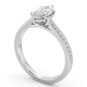 Marquise Diamond 6 Prong Engagement Ring 18K White Gold Solitaire with Channel Set Side Stones ENMA25S_WG_THUMB1 