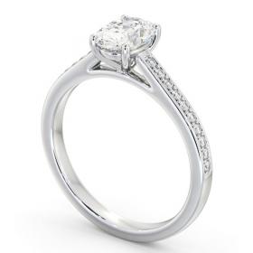 Oval Diamond 4 Prong Engagement Ring 18K White Gold Solitaire with Channel Set Side Stones ENOV34S_WG_THUMB1 