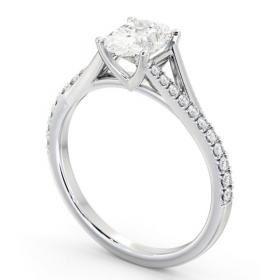Oval Diamond Engagement Ring 18K White Gold Solitaire with Offset Side Stones ENOV35S_WG_THUMB1 