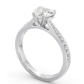 Heart Diamond Tapered Band Engagement Ring Platinum Solitaire with Channel Set Side Stones ENHE22S_WG_THUMB1 