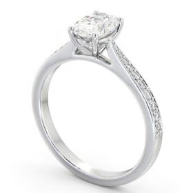 Oval Diamond Tapered Band Engagement Ring 18K White Gold Solitaire with Channel Set Side Stones ENOV36S_WG_THUMB1 