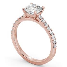Cushion Diamond 4 Prong Engagement Ring 18K Rose Gold Solitaire with Channel Set Side Stones ENCU41S_RG_THUMB1 