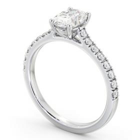 Oval Diamond 4 Prong Engagement Ring 18K White Gold Solitaire with Channel Set Side Stones ENOV37S_WG_THUMB1 
