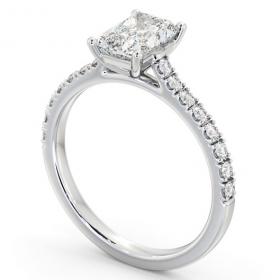 Radiant Diamond 4 Prong Engagement Ring 18K White Gold Solitaire with Channel Set Side Stones ENRA34S_WG_THUMB1 