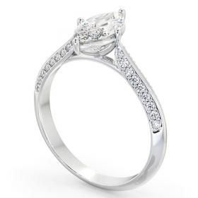 Marquise Diamond Knife Edge Band Engagement Ring 18K White Gold Solitaire with Channel Set Side Stones ENMA27S_WG_THUMB1 