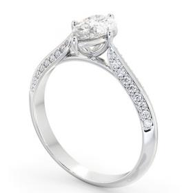 Pear Diamond Knife Edge Band Engagement Ring Platinum Solitaire with Channel Set Side Stones ENPE27S_WG_THUMB1 