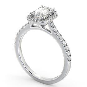 Halo Emerald Diamond Classic Engagement Ring 18K White Gold ENEM51_WG_THUMB1 