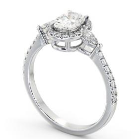 Halo Oval with Pear Diamond Engagement Ring 18K White Gold ENOV46_WG_THUMB1 