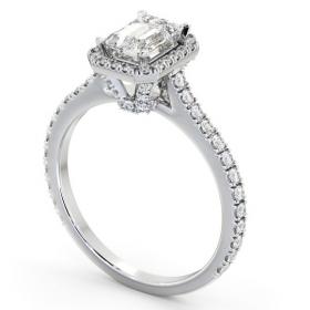 Halo Emerald Diamond Engagement Ring with Diamond Set Supports Platinum ENEM57_WG_THUMB1 